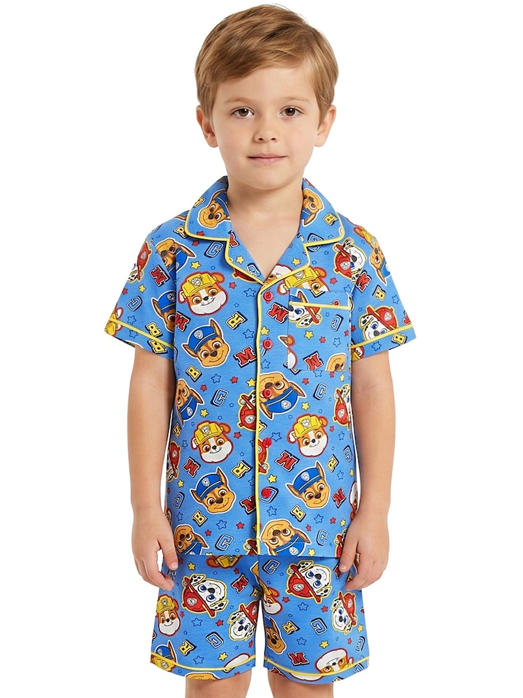 Character Blue PAW Patrol Short Button Up Pyjamas Marshall Chase And Rubble - Image 2 of 9 Character Blue PAW Patrol Short Button Up Pyjamas Marshall Chase And Rubble - Image 2 of 9
