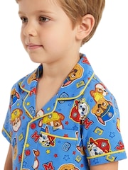 Character Blue PAW Patrol Short Button Up Pyjamas Marshall Chase And Rubble - Image 4 of 9