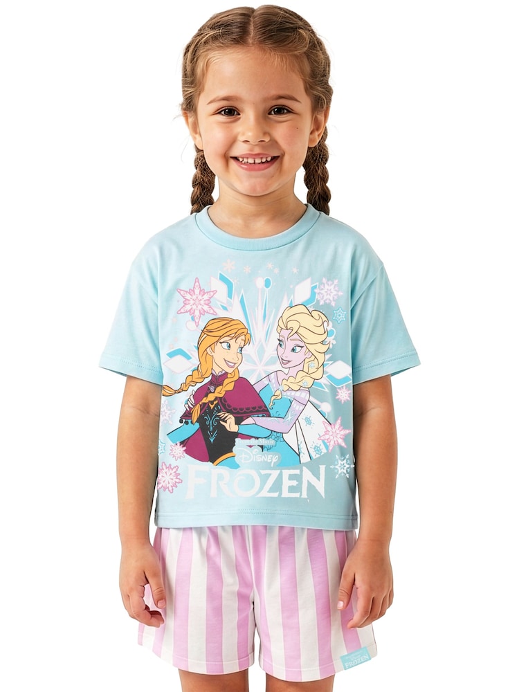 Character Blue Disney Frozen Anna And Elsa Short Pyjamas - Image 2 of 8 Character Blue Disney Frozen Anna And Elsa Short Pyjamas - Image 2 of 8