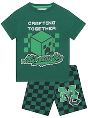 Character Green Minecraft Creeper Short Pyjamas - Image 1 of 9