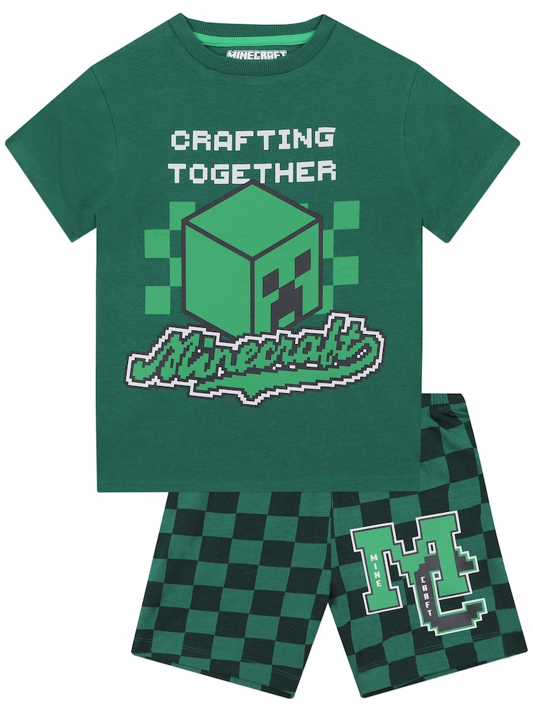 Character Green Minecraft Creeper Short Pyjamas - Image 1 of 9