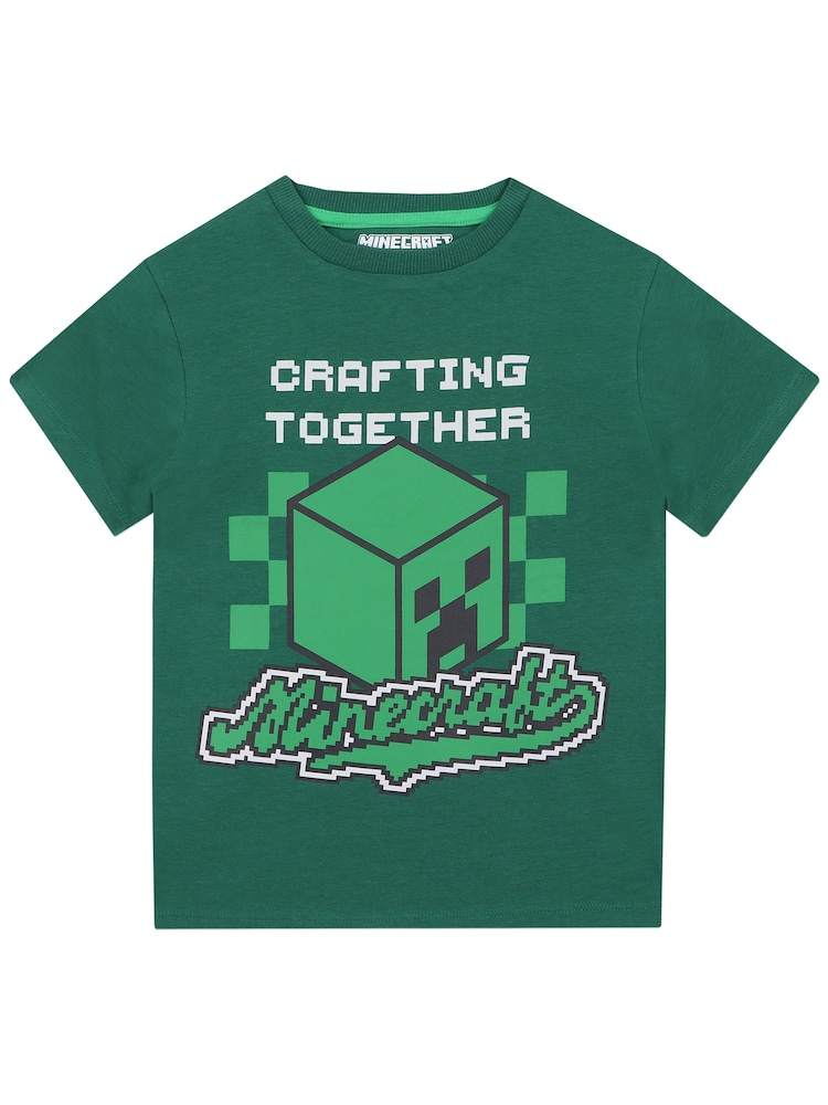Character Green Minecraft Creeper Short Pyjamas - Image 2 of 9