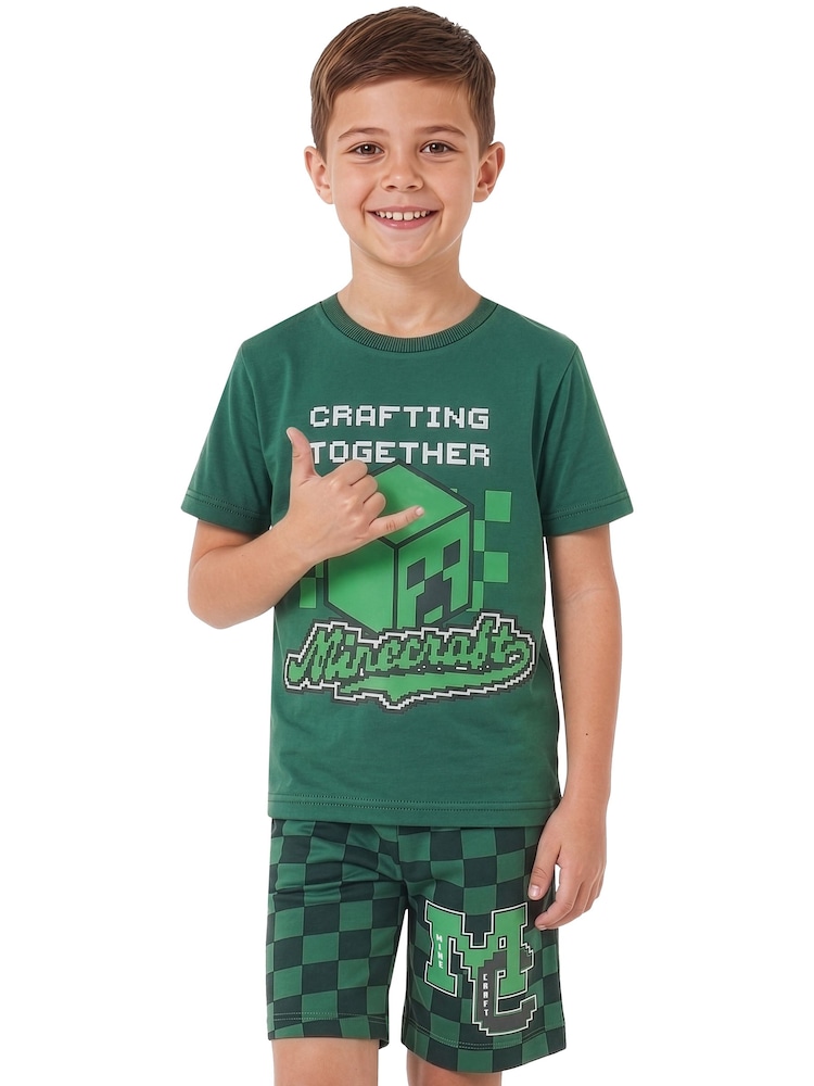 Character Green Minecraft Creeper Short Pyjamas - Image 9 of 9
