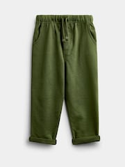 JoJo Maman Bébé Khaki Green 2-Pack Vertical Stripe & Plain Joggers - Image 2 of 7