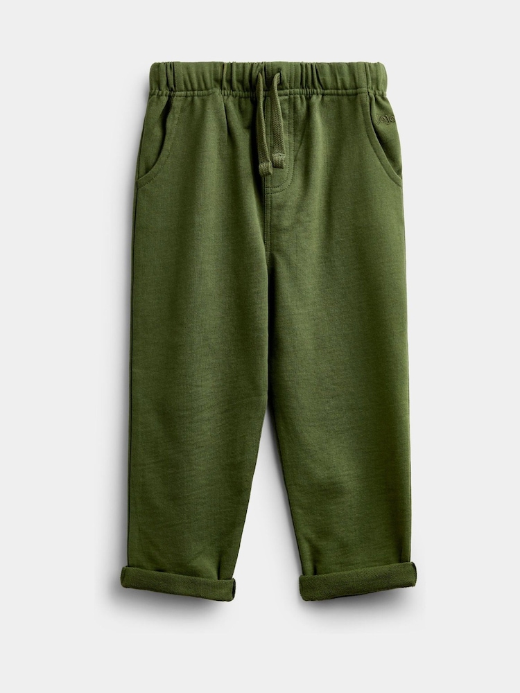 JoJo Maman Bébé Khaki Green 2-Pack Vertical Stripe & Plain Joggers - Image 2 of 7