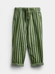 JoJo Maman Bébé Khaki Green 2-Pack Vertical Stripe & Plain Joggers - Image 3 of 7