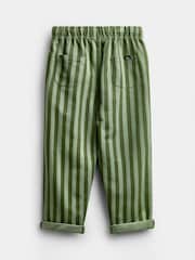 JoJo Maman Bébé Khaki Green 2-Pack Vertical Stripe & Plain Joggers - Image 5 of 7