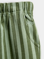 JoJo Maman Bébé Khaki Green 2-Pack Vertical Stripe & Plain Joggers - Image 7 of 7