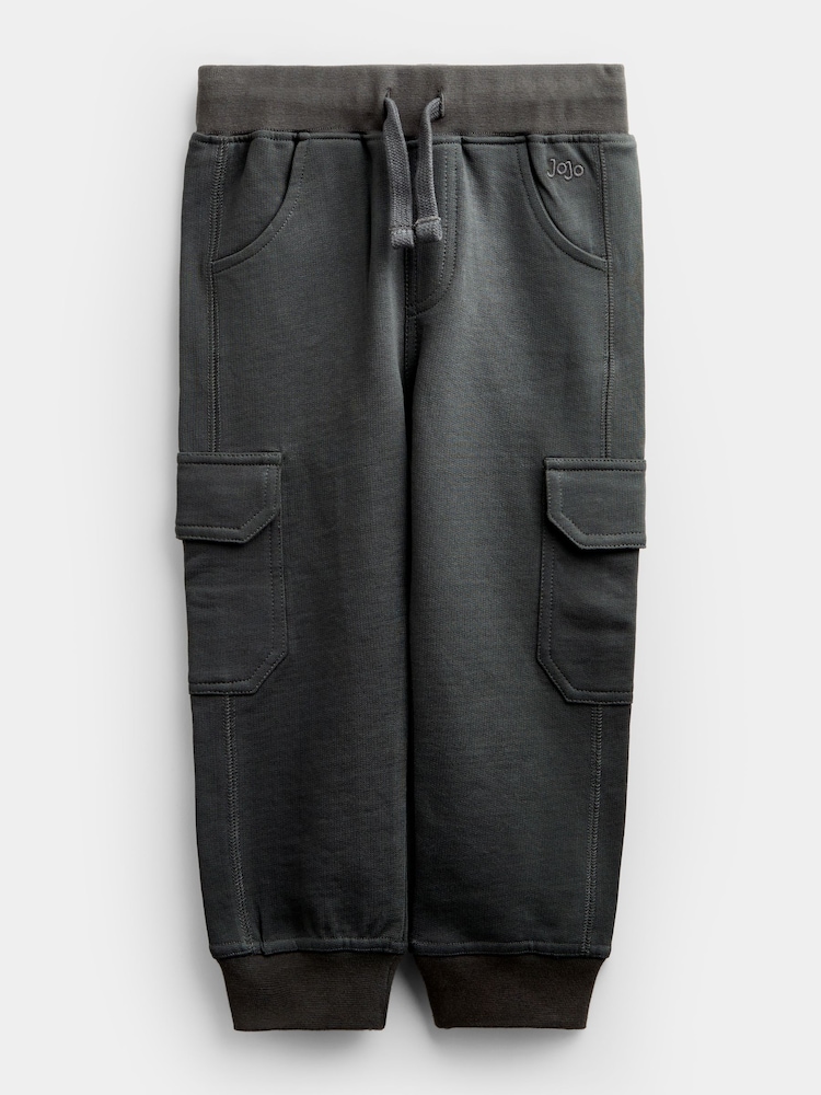 JoJo Maman Bébé Grey White & Navy 3-Pack Cargo Joggers - Image 2 of 10
