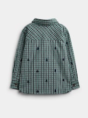 JoJo Maman Bébé Green Check Christmas Tree All Over Embroidered Shirt - Image 2 of 4