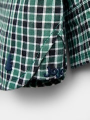JoJo Maman Bébé Green Check Christmas Tree All Over Embroidered Shirt - Image 3 of 4