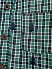 JoJo Maman Bébé Green Check Christmas Tree All Over Embroidered Shirt - Image 4 of 4