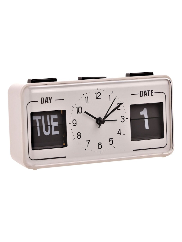 Widdop White Calendar Alarm Clock - Image 2 of 2