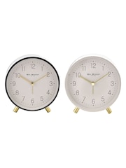 Widdop White Alarm Clock Metal Feet Light & Snooze - Image 5 of 6