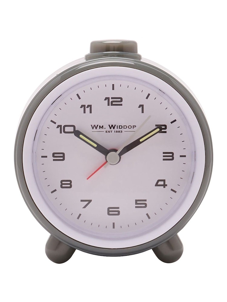 Widdop Grey Round Alarm Clock Sweep Movement & Snooze - Image 1 of 3