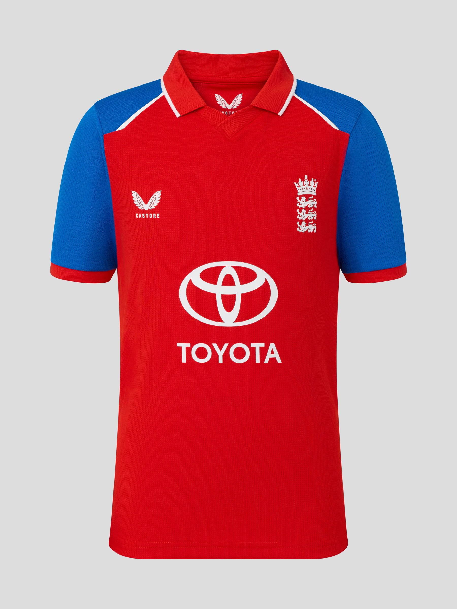 Castore Men's Red England Cricket T20 Replica Short Sleeve Shirt