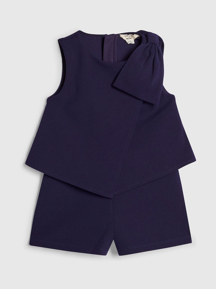 River Island Blue Bow Scuba Playsuit - Image 1 of 4
