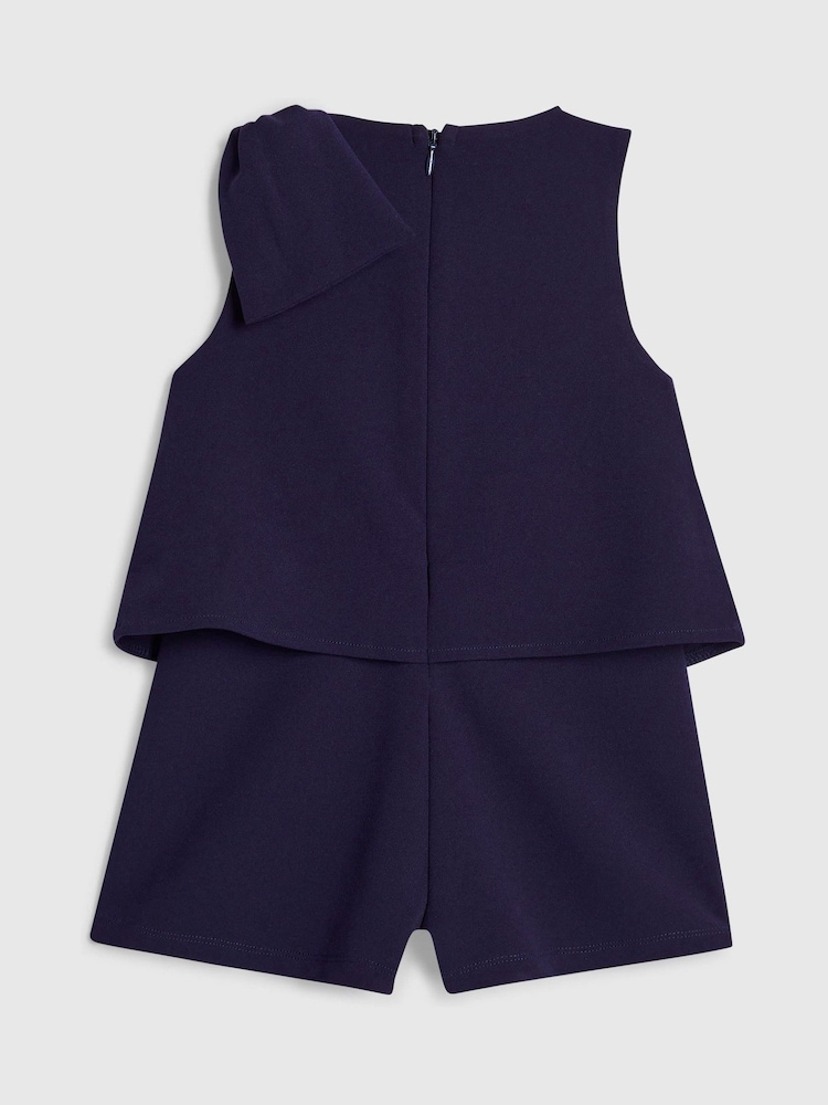 River Island Blue Bow Scuba Playsuit - Image 2 of 4