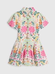 River Island Pink Satin Parrot Shirt Dress - Image 1 of 4