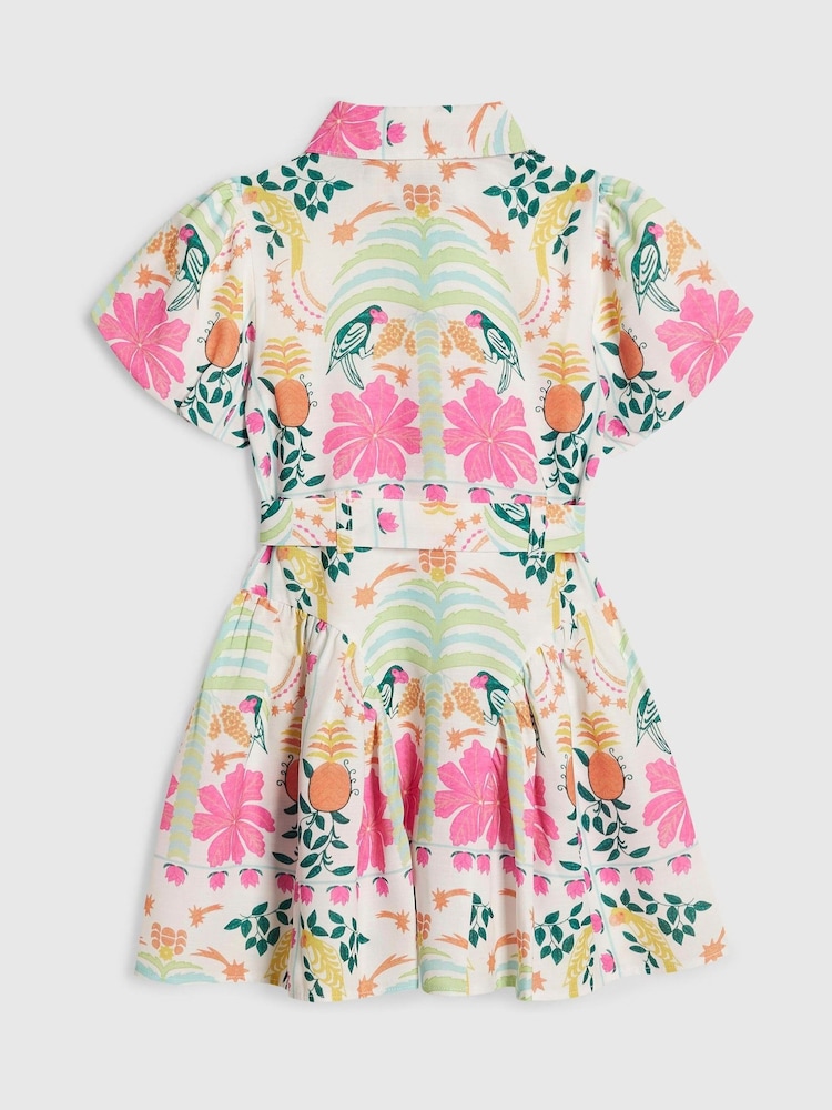 River Island Pink Satin Parrot Shirt Dress - Image 2 of 4 River Island Pink Satin Parrot Shirt Dress - Image 2 of 4