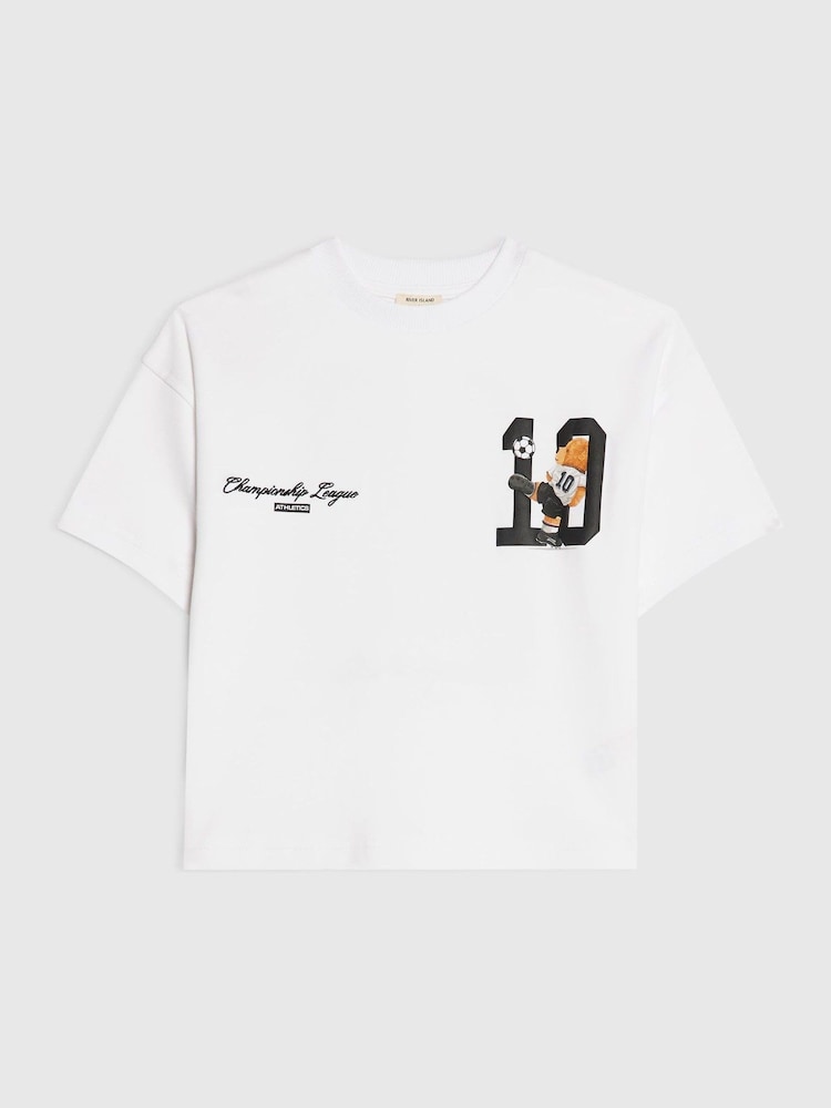 River Island Oversized Football Bear T-Shirt - Bild 2 von 4