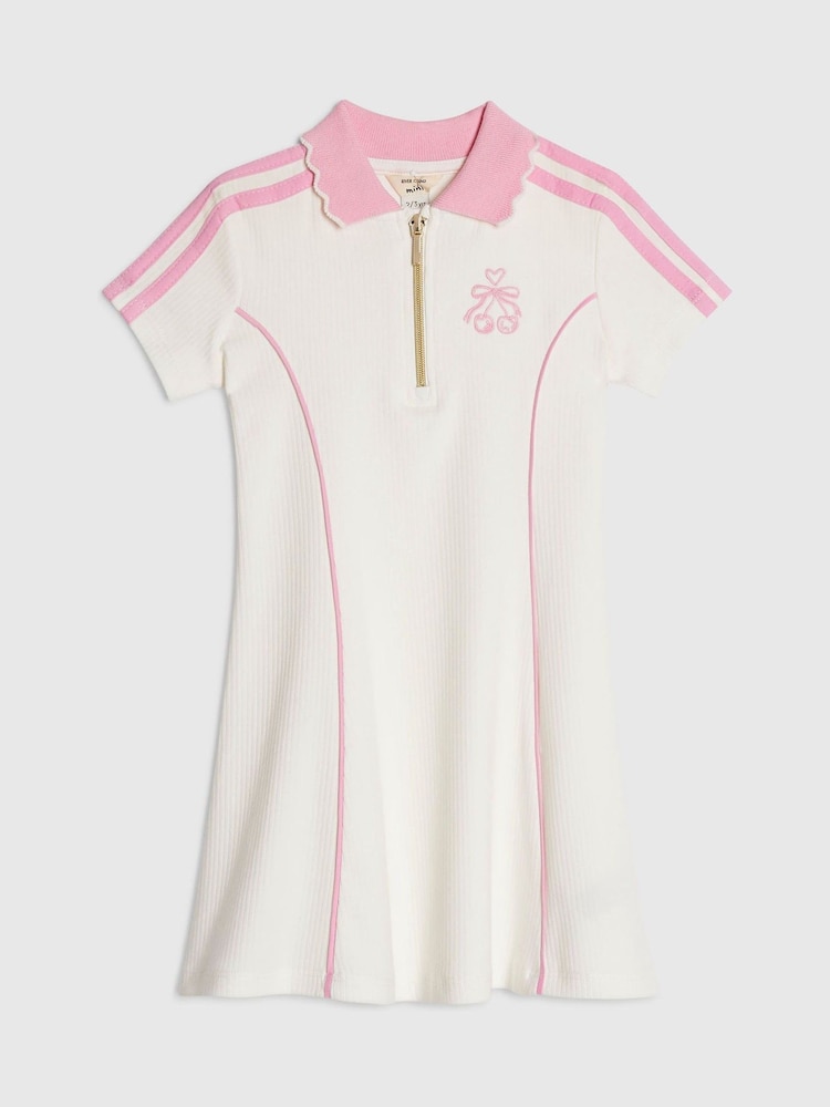 River Island Cream Rib Polo Dress - Image 1 of 4