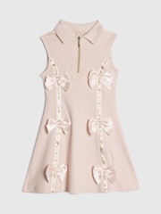 River Island Pink Satin Bow Polo Dress - Image 1 of 4