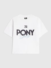 River Island White Oversized Pony Crest T-Shirt - Image 1 of 4