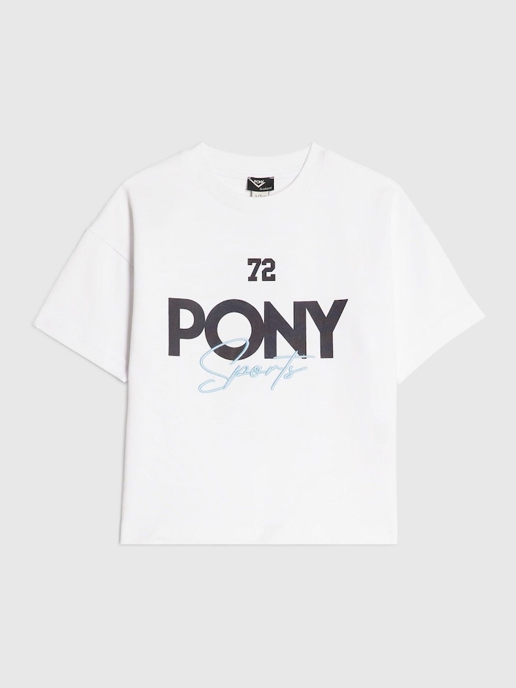 River Island White Oversized Pony Crest T-Shirt - Image 1 of 4