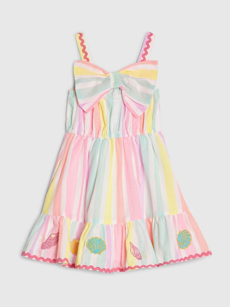 River Island Neon Stripe Bow Frill Dress - Imagen 1 de 4