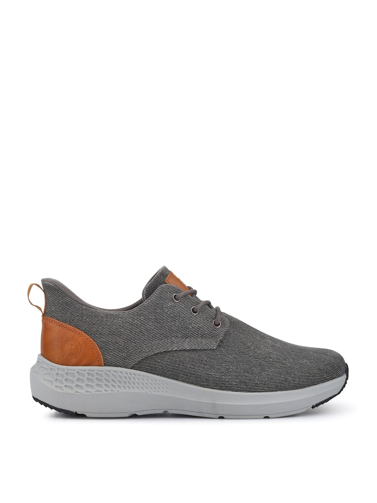 Pavers Grey Wide Fit Lightweight Slip On Trainers - Image 2 of 6