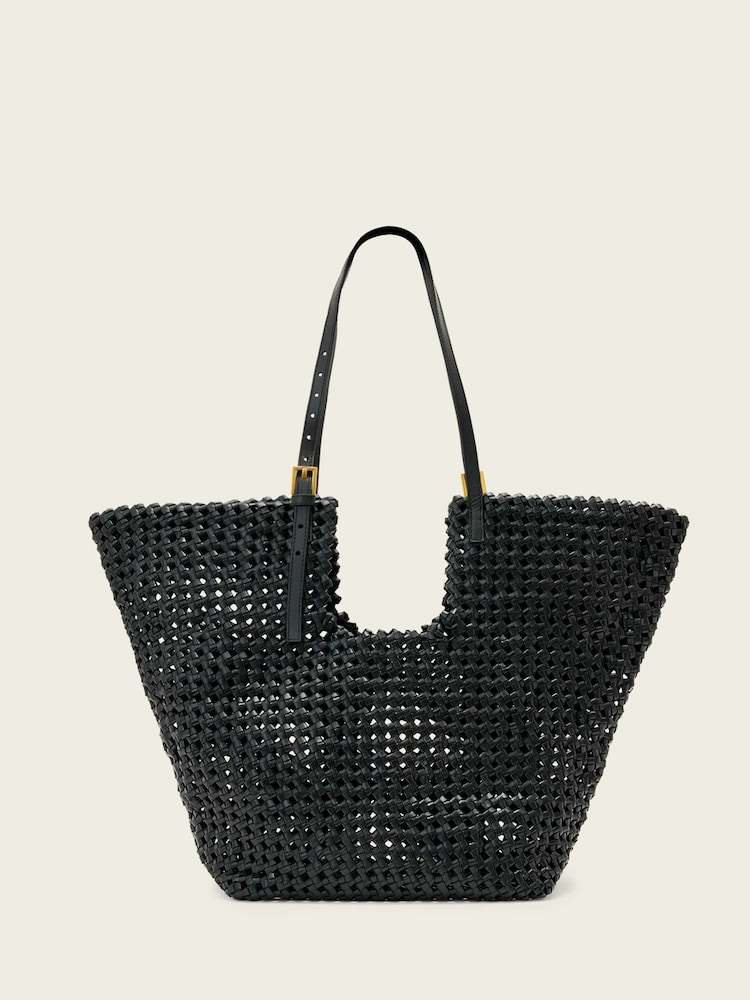 AllSaints Black Ara Leather Knot Tote Bag - Image 1 of 6 AllSaints Black Ara Leather Knot Tote Bag - Image 1 of 6