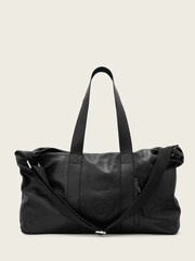 AllSaints Black Kei Leather Weekender Bag - Image 1 of 7