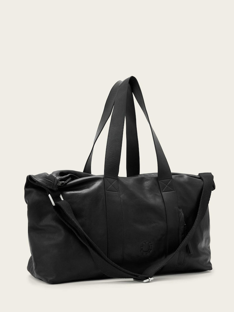 AllSaints Black Kei Leather Weekender Bag - Image 2 of 7
