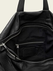 AllSaints Black Kei Leather Weekender Bag - Image 6 of 7