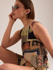 Anthropologie Linen-Blend Swing Black Top - Image 3 of 4