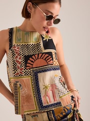 Anthropologie Linen-Blend Swing Black Top - Image 4 of 4