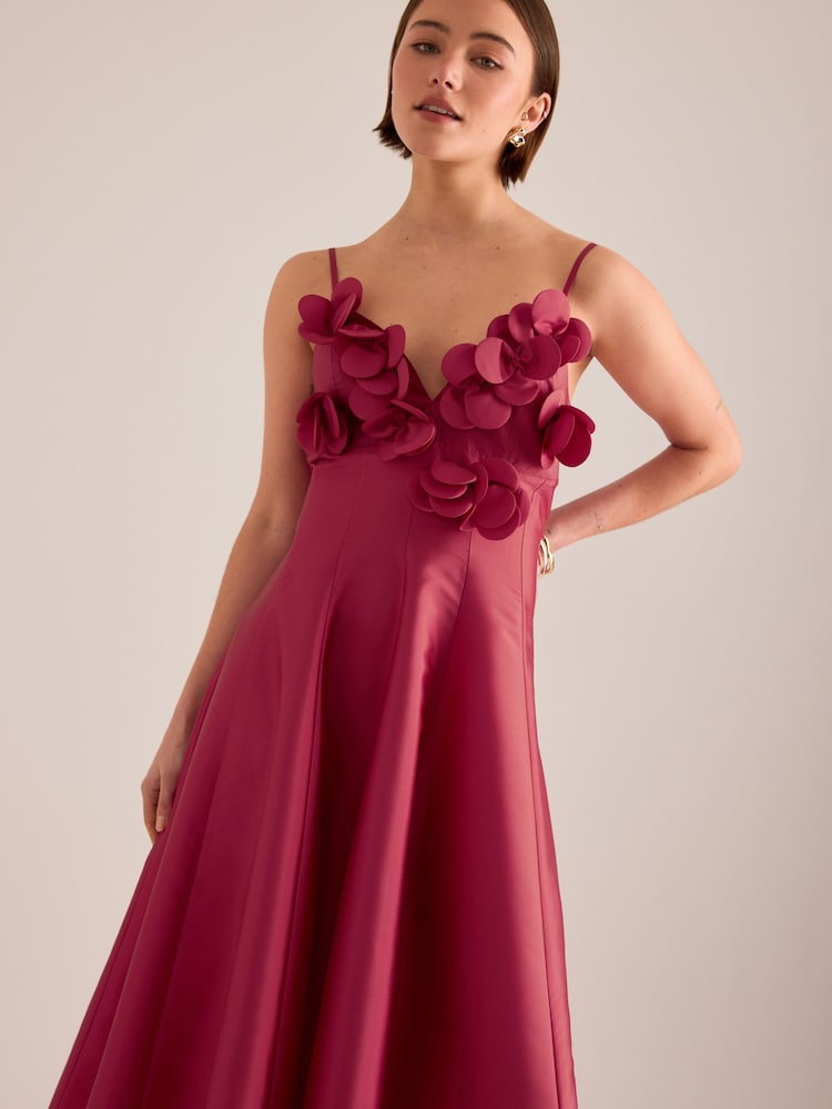 Anthropologie Pink Rosie 3D Flower Midi Dress - Image 2 of 4