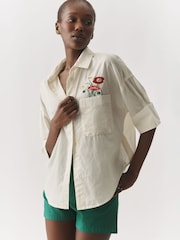 Anthropologie Maeve Embroidered Pocket Buttondown Shirt - Image 1 of 3