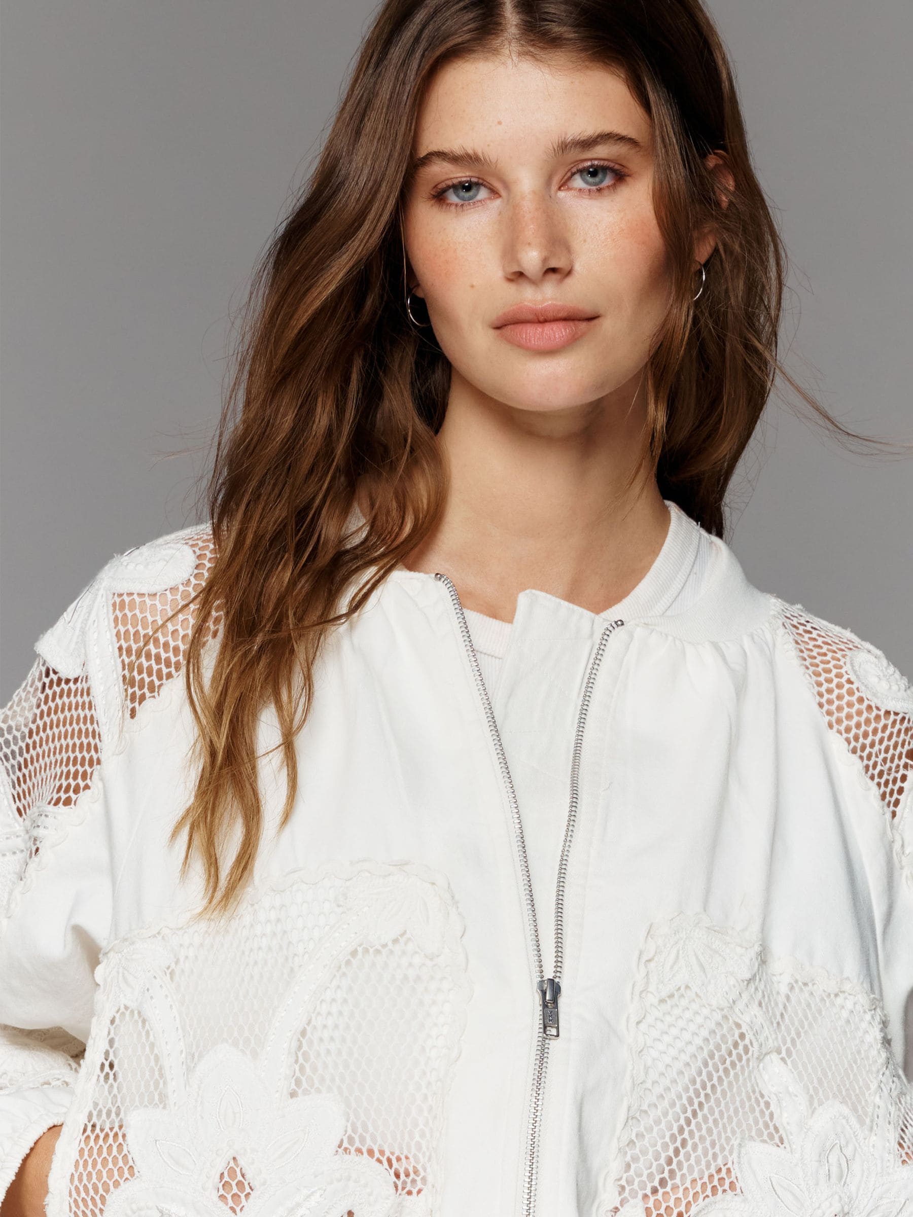 Buy Anthropologie Cream Floral Embroidered Bomber Jacket from Next USA