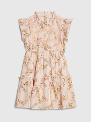 River Island Pink Floral Chiffon Charm Dress - Image 1 of 3