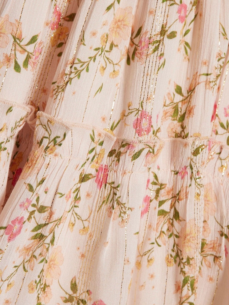 River Island Pink Floral Chiffon Charm Dress - Image 2 of 3 River Island Pink Floral Chiffon Charm Dress - Image 2 of 3