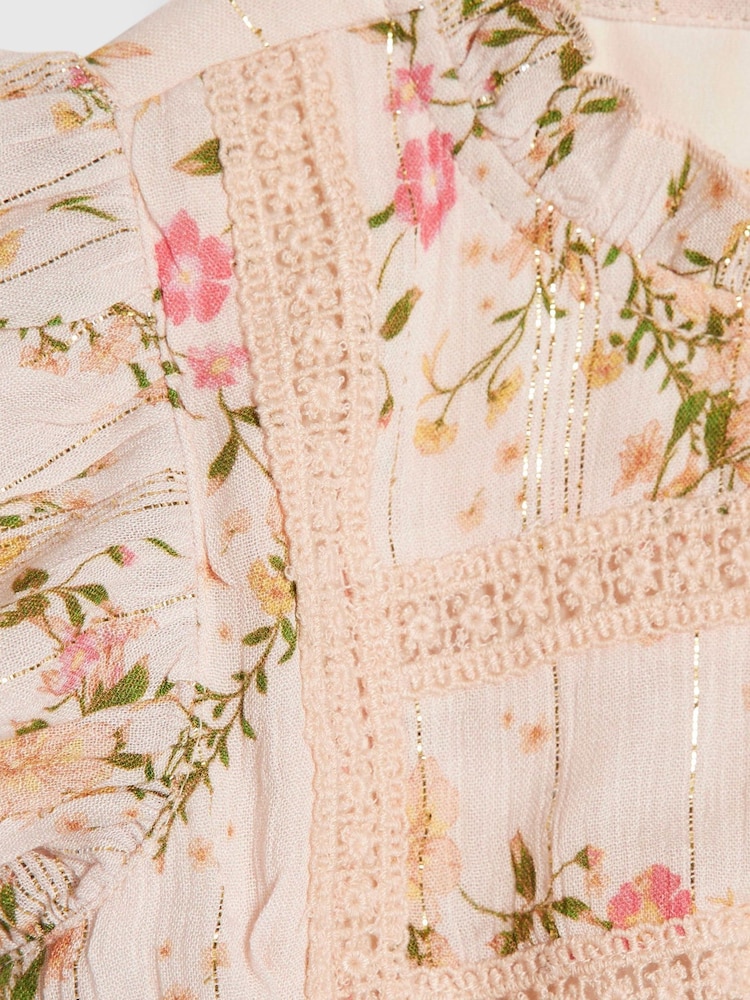 River Island Pink Floral Chiffon Charm Dress - Image 3 of 3 River Island Pink Floral Chiffon Charm Dress - Image 3 of 3