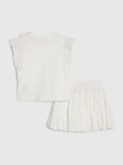 River Island White Frill Sleeve T-Shirt & Skirt Set - Image 3 of 5