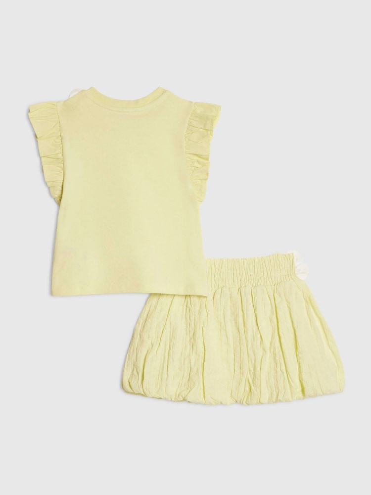 River Island Green Frill Sleeve T-Shirt & Skirt Set - Image 2 of 5 River Island Green Frill Sleeve T-Shirt & Skirt Set - Image 2 of 5