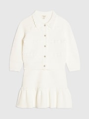 River Island White Knitted Floral Cardigan & Skirt Set - Image 1 of 5