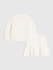 River Island White Knitted Floral Cardigan & Skirt Set - Image 3 of 5