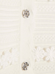 River Island White Knitted Floral Cardigan & Skirt Set - Image 4 of 5