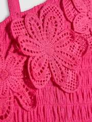 Rosa - Vestido asimétrico de flores de ganchillo de River Island - Imagen 3 de 4