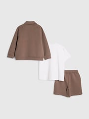 River Island Grey Scuba Harrington Jacket & Shorts 3 Piece Set - Image 2 of 5